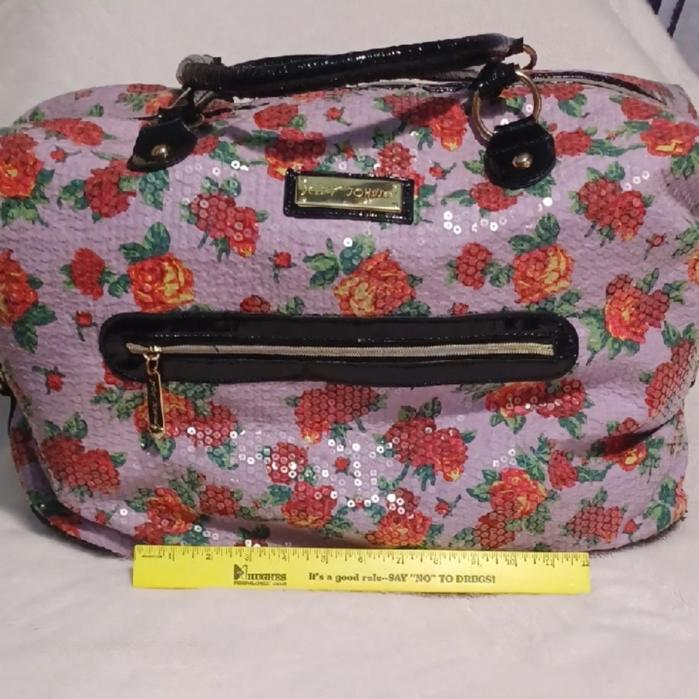 Betsey Johnson Purple and Red Travel Bag Floral Design - Picture 2 of 16